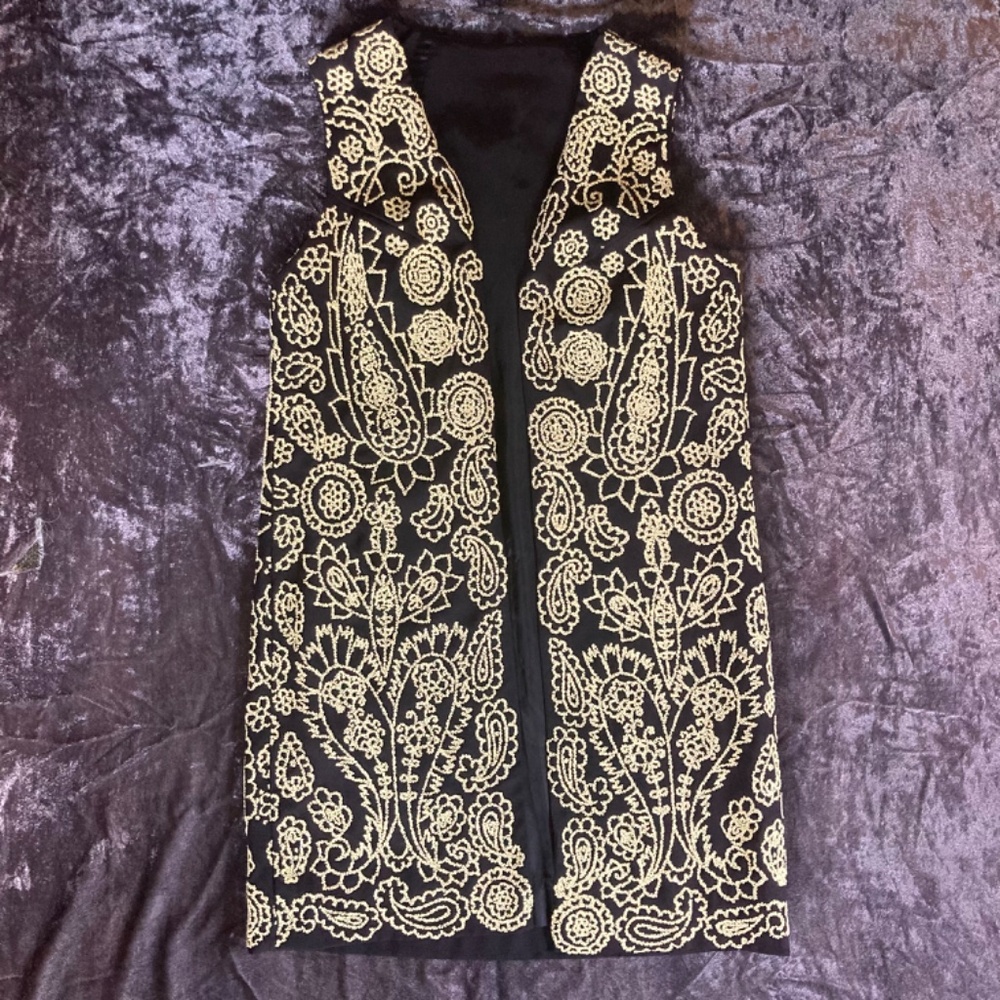 Vintage Beaded Open Tunic Vest Dress - S